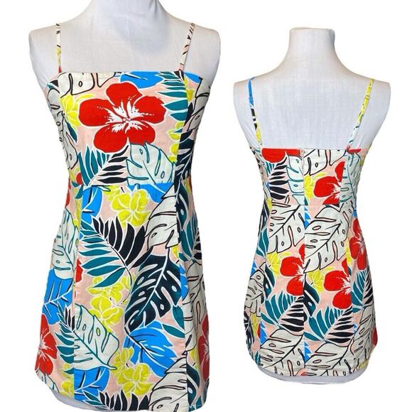 Hibiscus Mini Dress Womens S Tropicalcore Y2K Coquette Coconut Girl Summer Beach - Picture 2 of 11